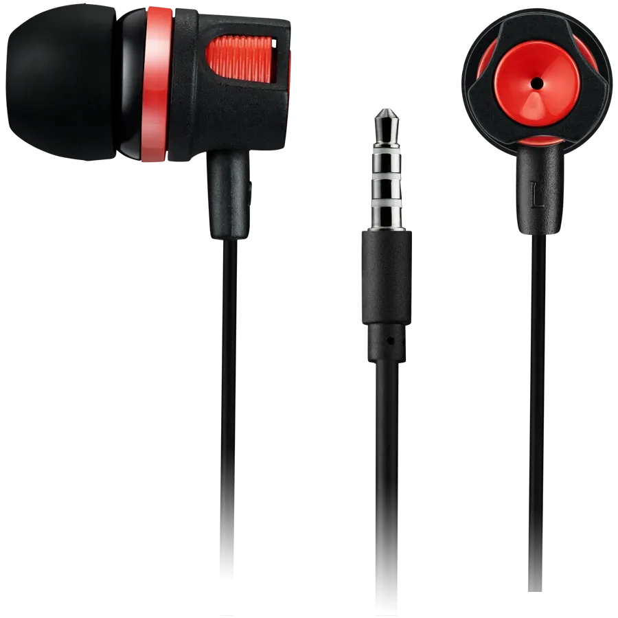 Слушалки Canyon Stereo earphones with microphone, 1.2M, червени