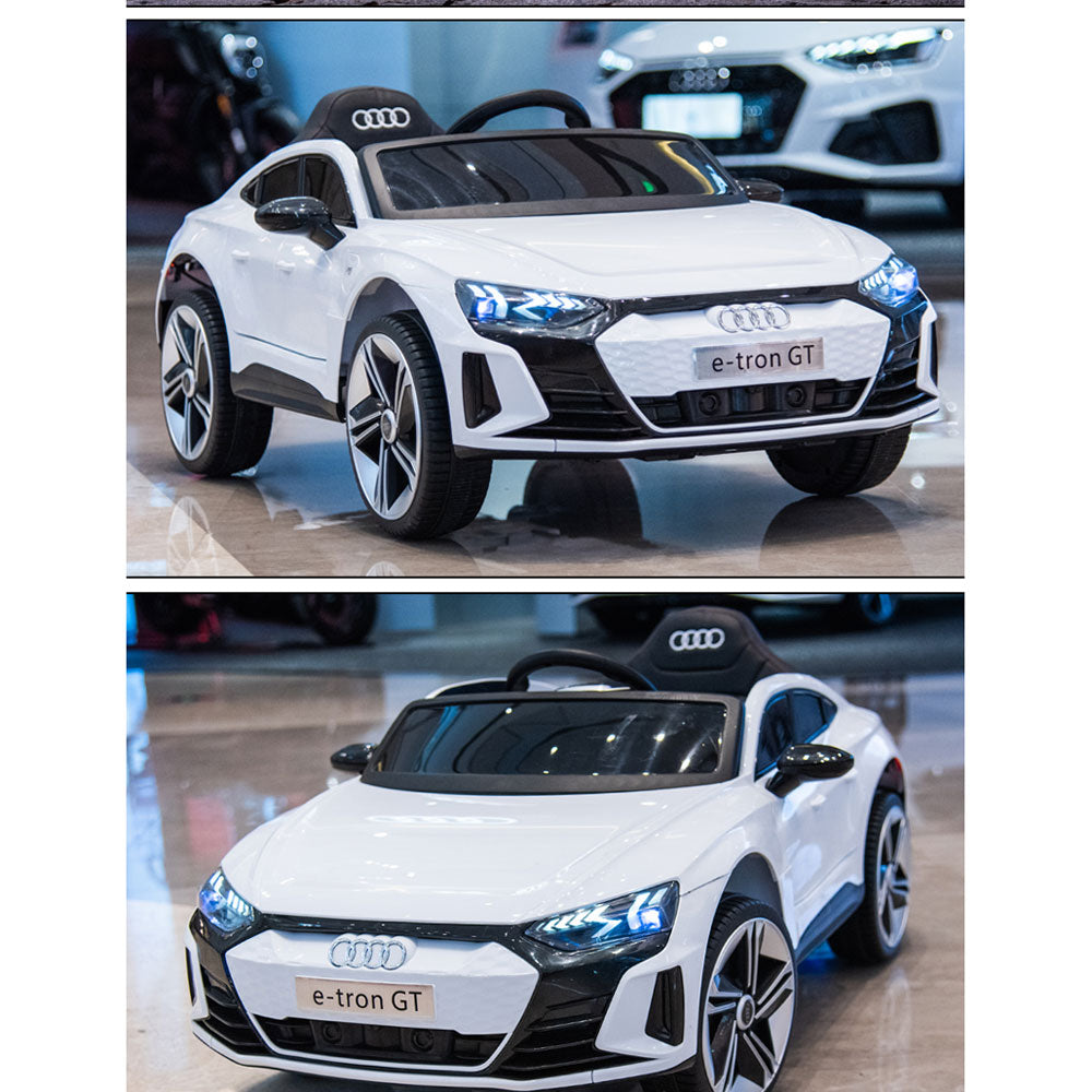 Кола Акумулаторна 12V AUDI RS ETRON GT с кожена седалка и родителски контрол Бяла