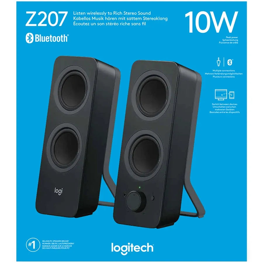 Тонколони Logitech Z207 Bluetooth Stereo Speakers, черни