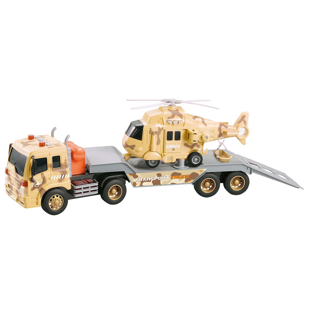 City Service Камион пътна помощ с военен хеликоптер Transport Truck 1:16