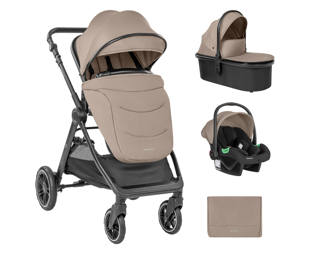 KikkaBoo Комбинирана количка 3в1 с кош за новородено Ava Beige
