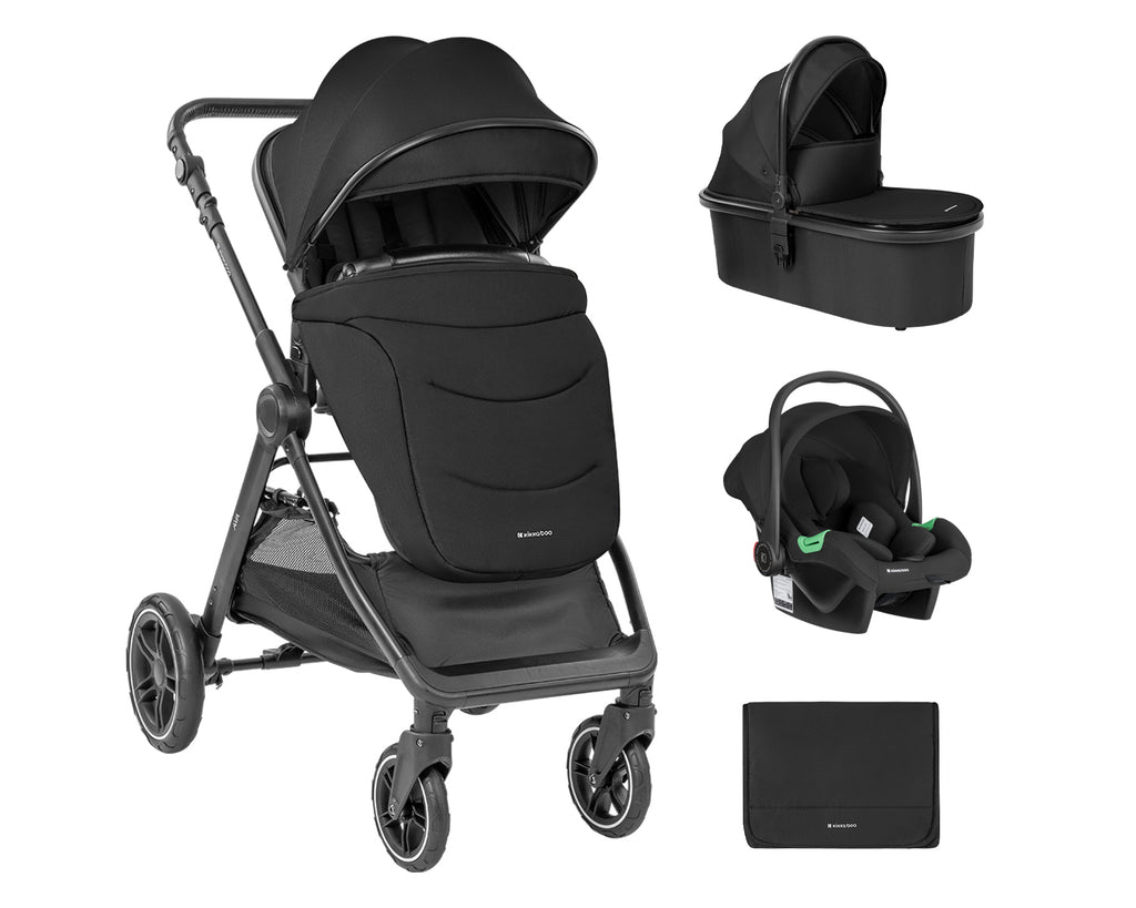 KikkaBoo Комбинирана количка 3в1 с кош за новородено Ava Black