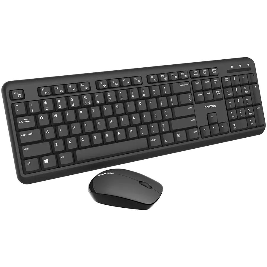 Клавиатура Canyon SET-W20 EN/BG + Velvet Wireless, черна