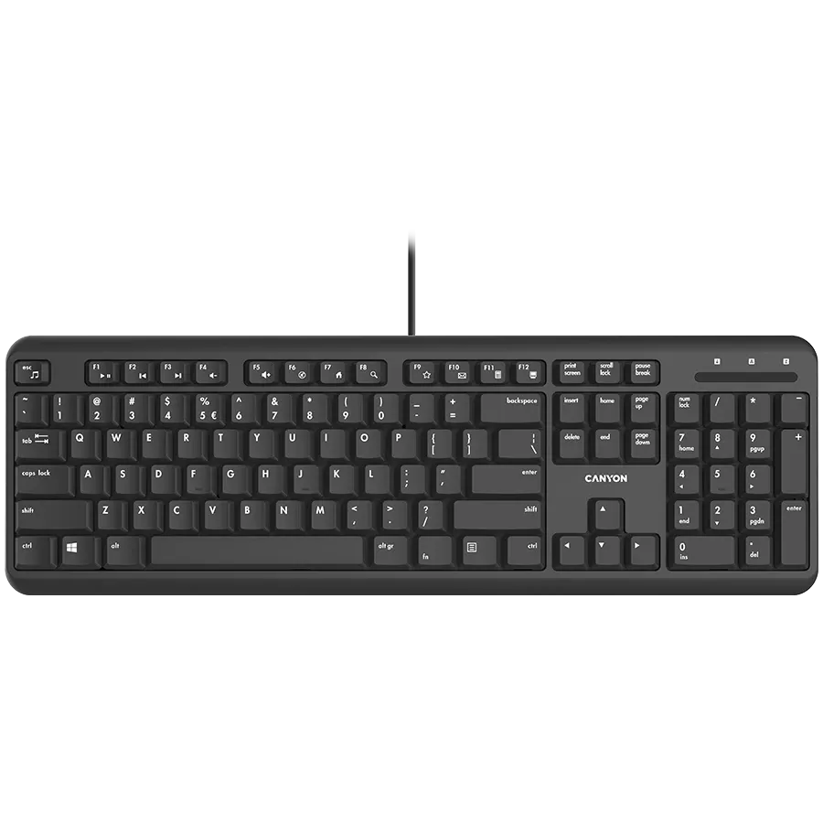 Клавиатура Canyon HKB-20 EN/BG Velvet Wired, черна