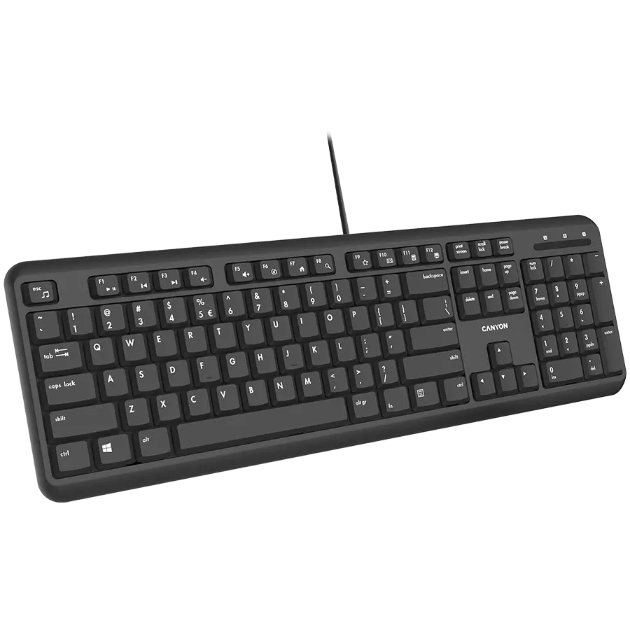 Клавиатура Canyon HKB-20 EN/BG Velvet Wired, черна