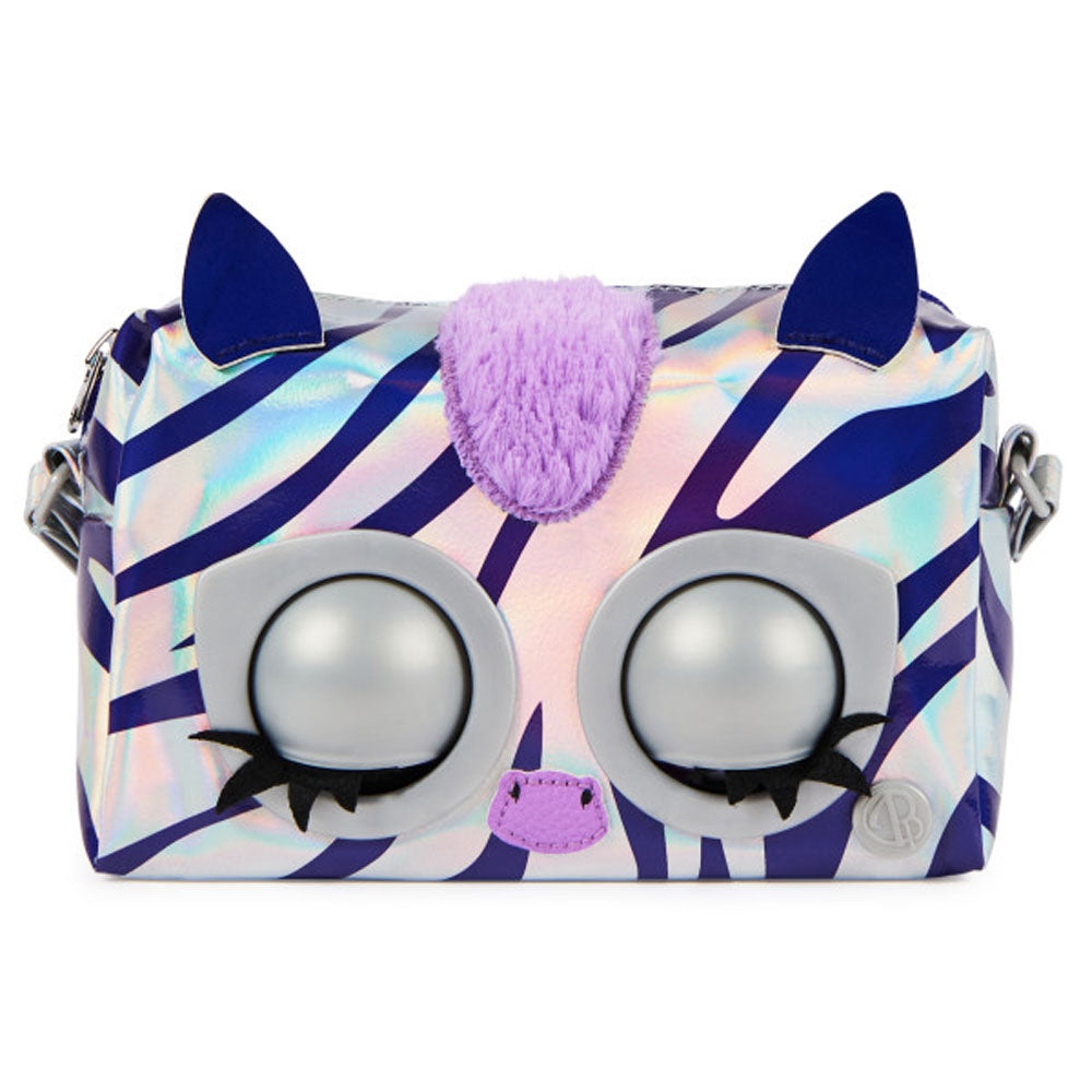 PURSE PETS Интерактивна чанта с метален отблясък  Rebel Stripez зебра