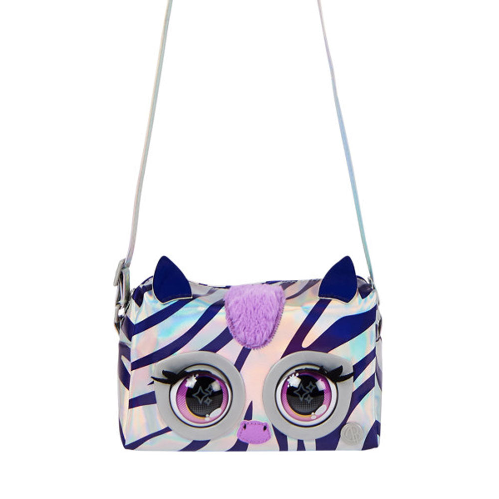 PURSE PETS Интерактивна чанта с метален отблясък  Rebel Stripez зебра