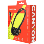 Слушалки Canyon PC HS-01 PC Mic Flat 1.8m Black, оранжеви