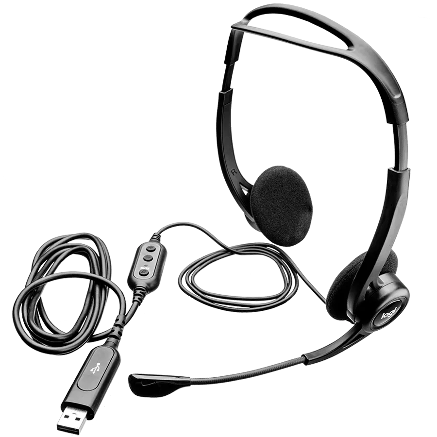 Слушалки Logitech PC960 Corded Stereo BLACK, USB