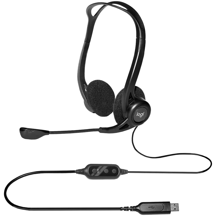 Слушалки Logitech PC960 Corded Stereo BLACK, USB