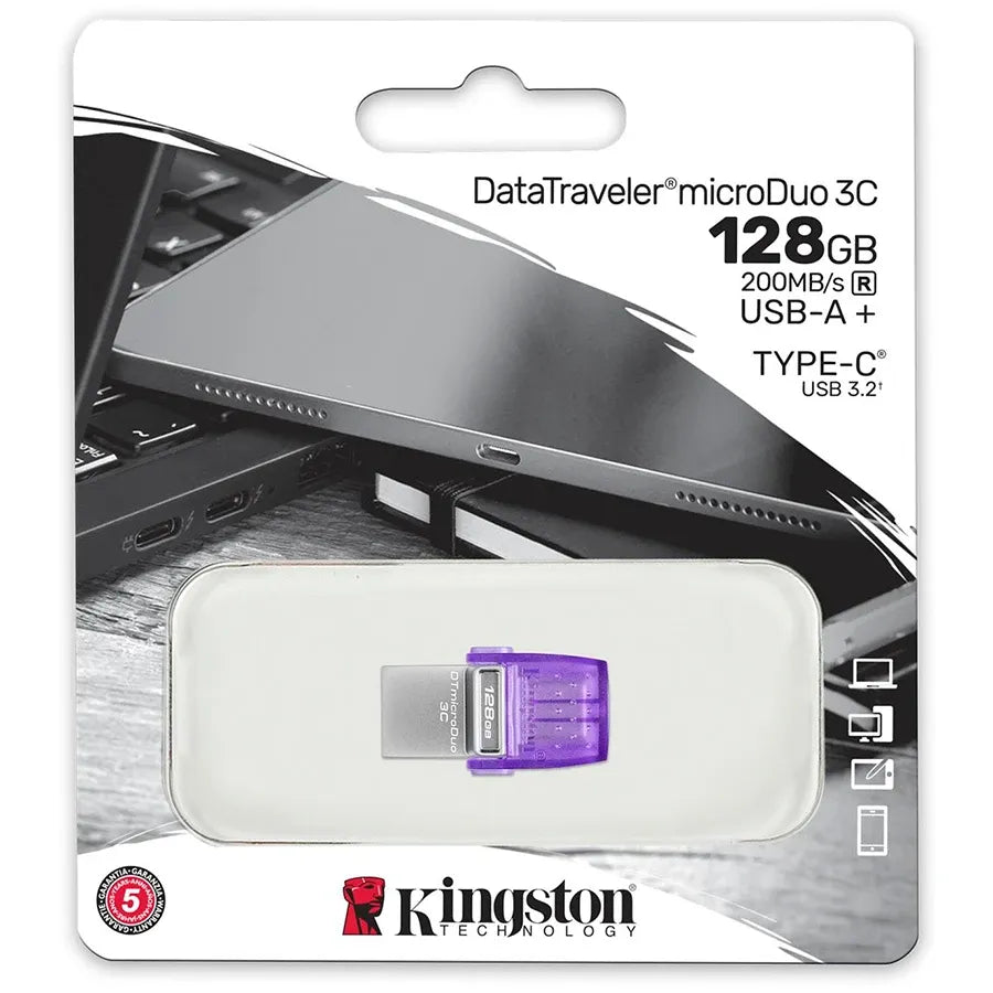 USB флаш памет Kingston 128GB DataTraveler microDuo 3C 200MB/s dual USB-A +