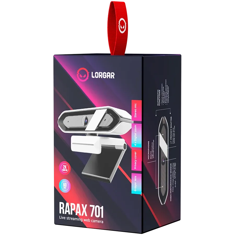 Уеб камера Lorgar Rapax 701, Streaming Camera,2K 1080P/60fps (LRG-SC701WT)