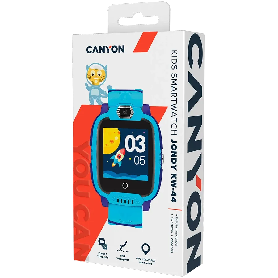 Детски смарт часовник Canyon kids watch Jondy KW-44 4G Camera GPS Music, син