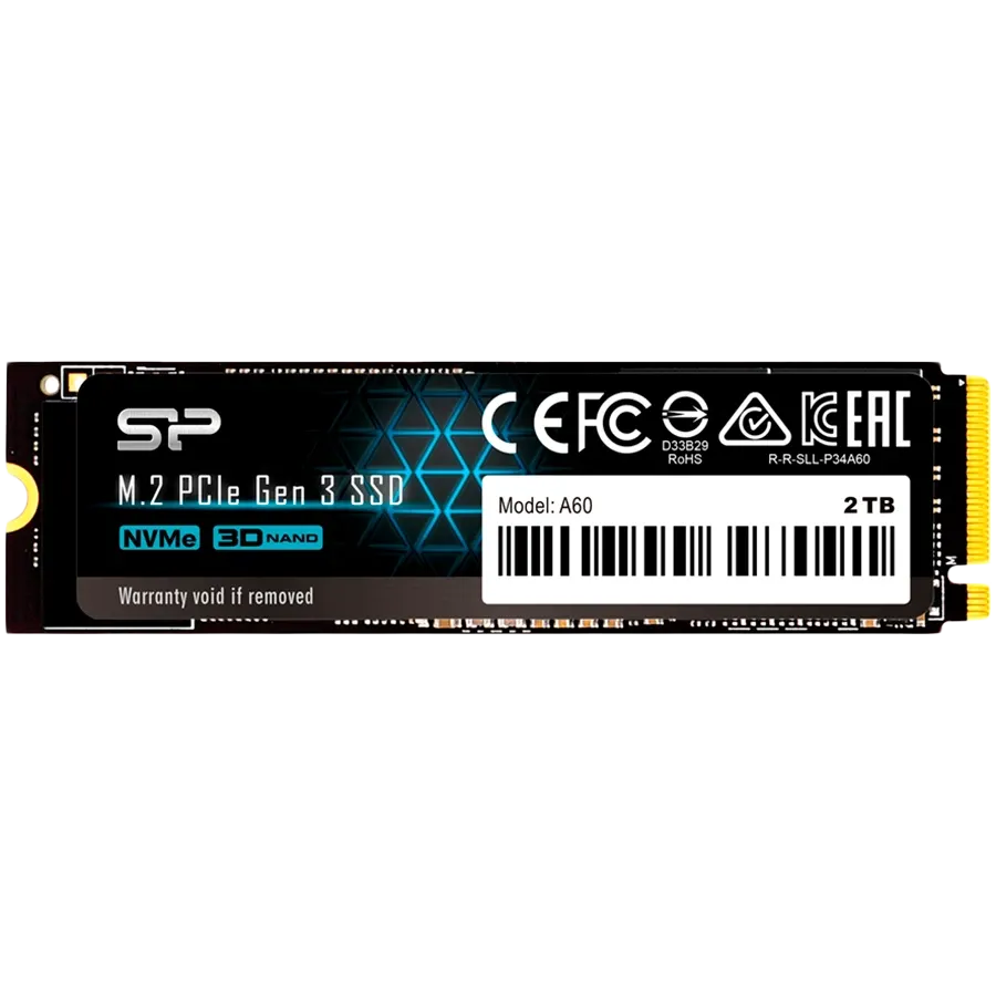 SSD диск Silicon Power Ace, A60 2TB SSD PCIe Gen 3x4 PCIe Gen3 x 4 & NVMe 1.3