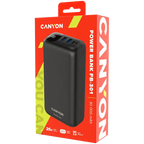 Външна батерия Canyon PB-301 LED 30000 mAh PD 20W QC 3.0, черна