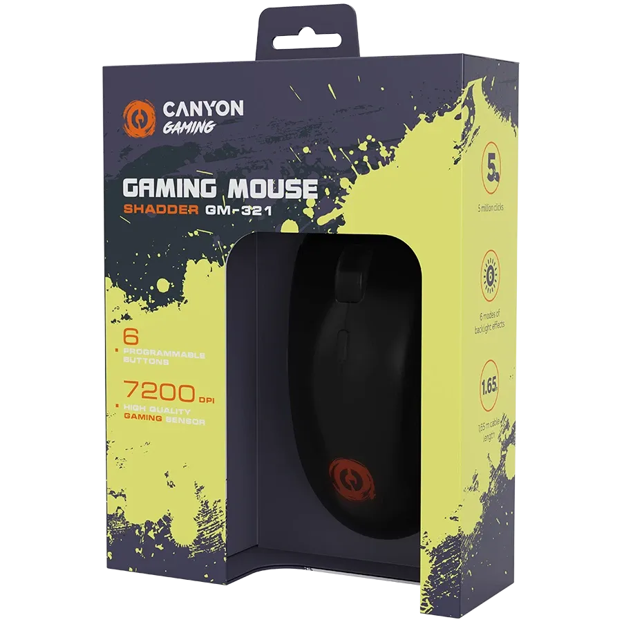 Геймърска мишка Canyon Shadder GM-321 RGB 6buttons Wired, черна
