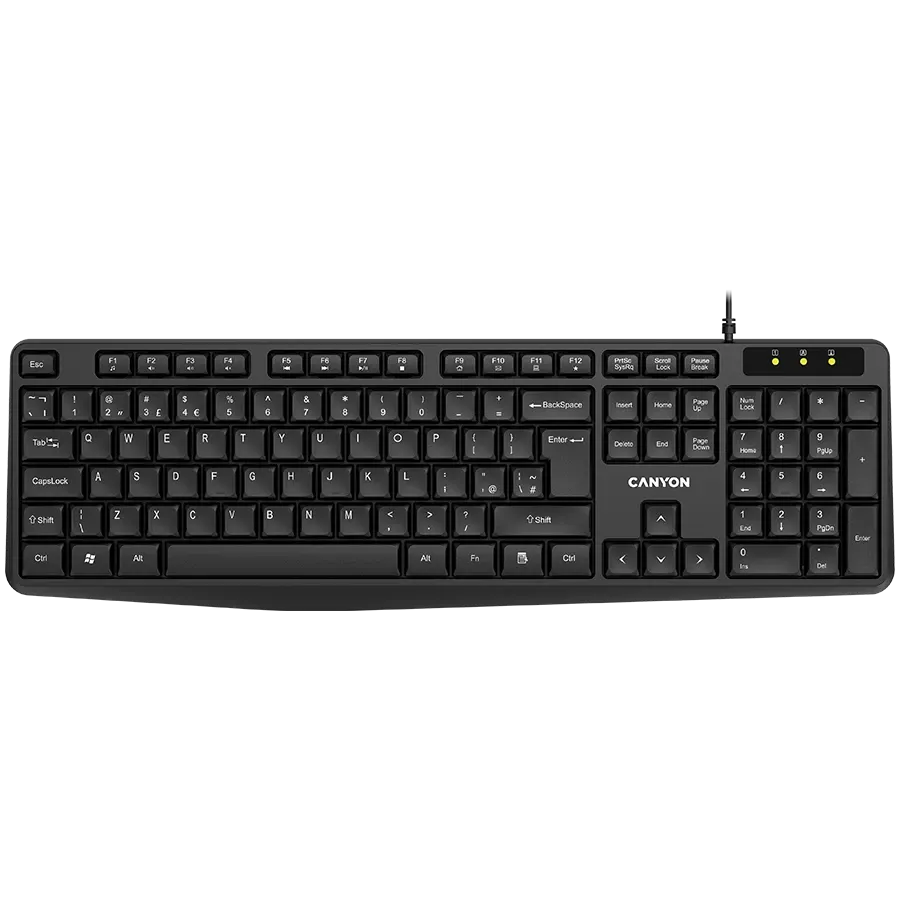 Клавиатура Canyon KB-1 EN/BG Wired, черна