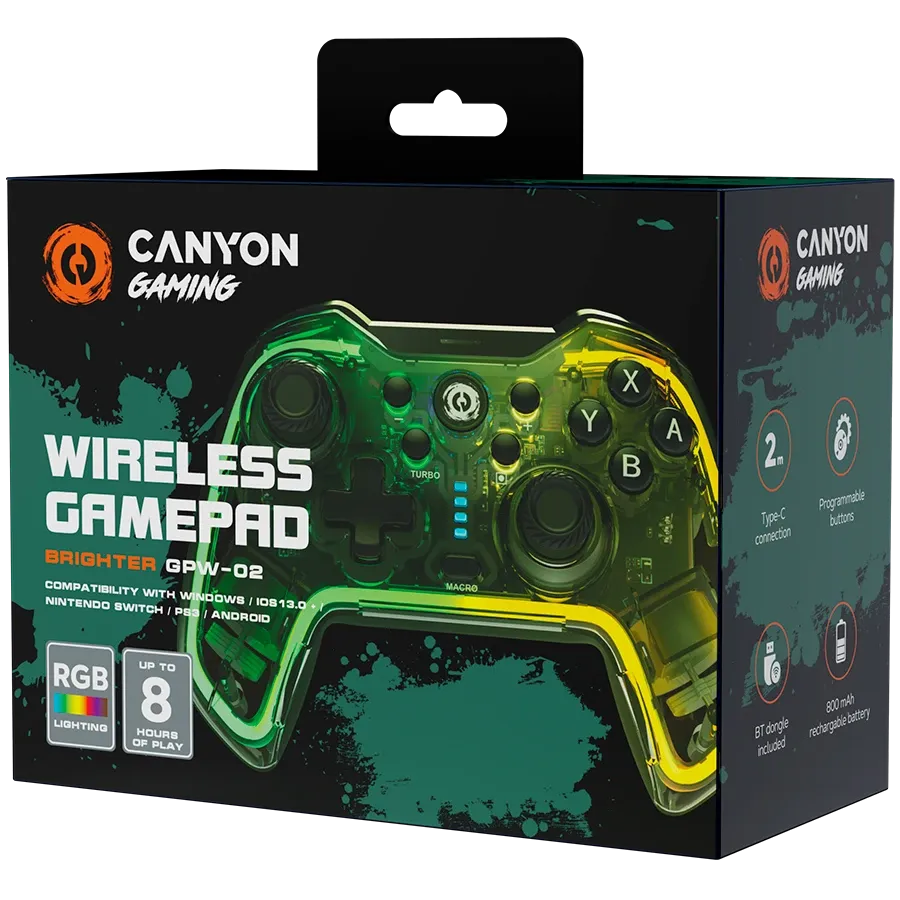 Геймпад Canyon gamepad Brighter GPW-02 BT+Dongle Wireless Crystal