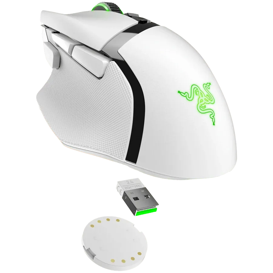 Геймърска мишка Razer Basilisk V3 Pro White Wireless, 30K DPI