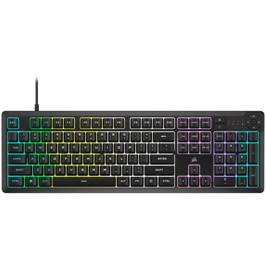 Геймърска клавиатура Corsair K55 CORE RGB, черна