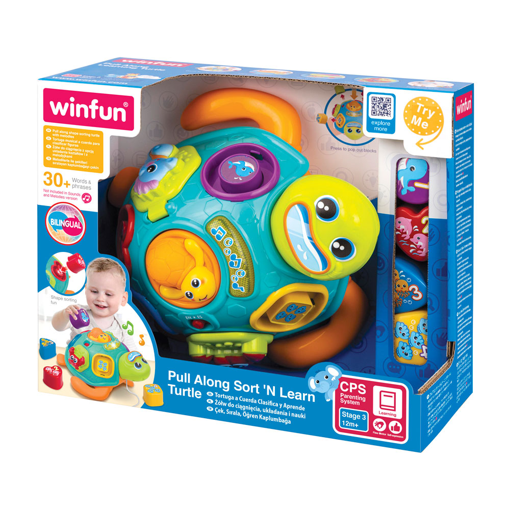 WINFUN Костенурка сортер за дърпане със звук и светлина