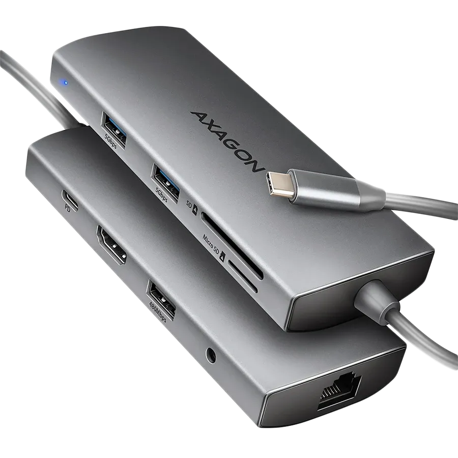 USB хъб Axagon HMC-8HLSA USB-C 3.2 Gen 1 hub