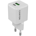 Зарядно устройство Canyon charger CU20AC GaN 20W 1xPD 1xQC EU, бяло