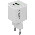 Зарядно устройство Canyon charger CU20AC GaN 20W 1xPD 1xQC EU, бяло