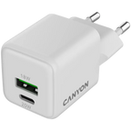 Зарядно устройство Canyon charger CU20AC GaN 20W 1xPD 1xQC EU, бяло