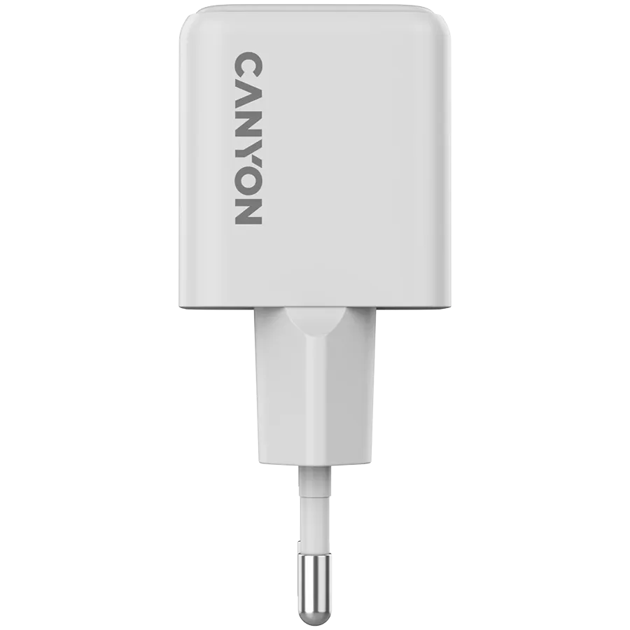 Зарядно устройство Canyon charger CU20AC GaN 20W 1xPD 1xQC EU, бяло
