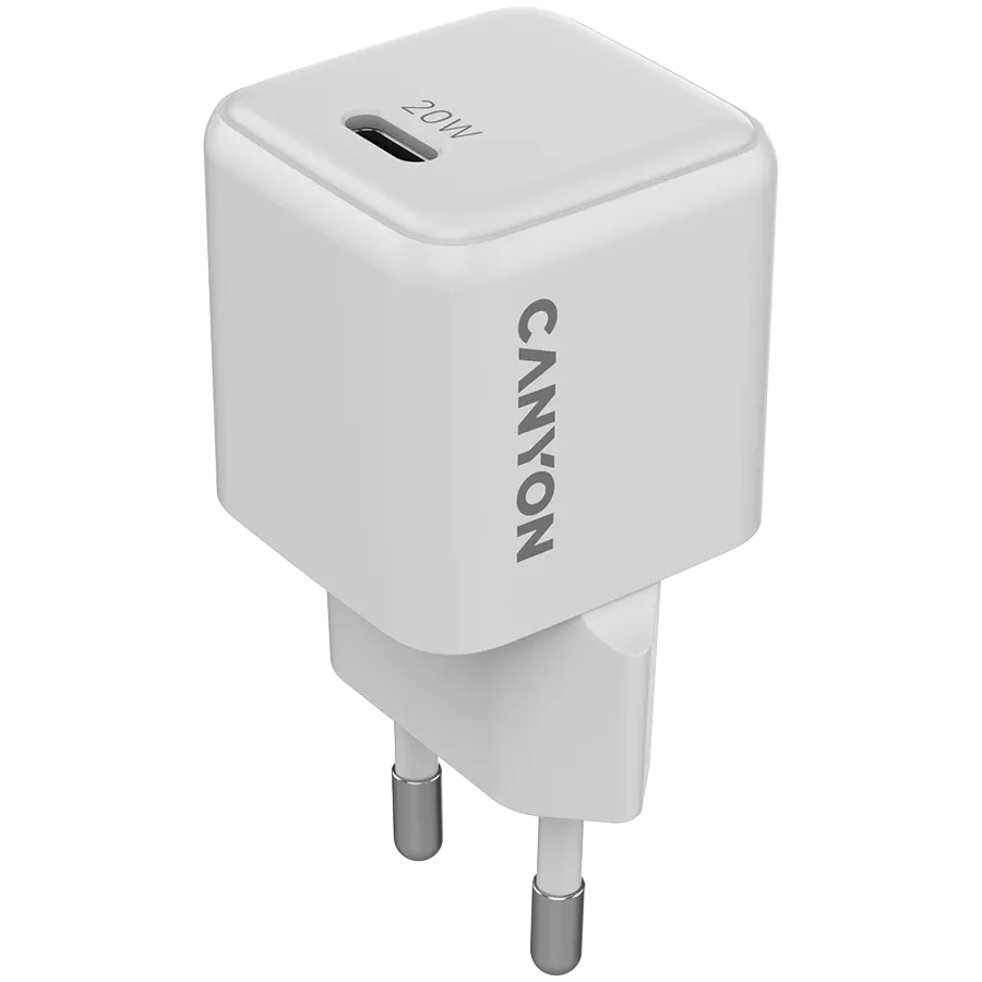 Зарядно устройство Canyon charger CU20C GaN 20W 1xPD EU, бяло