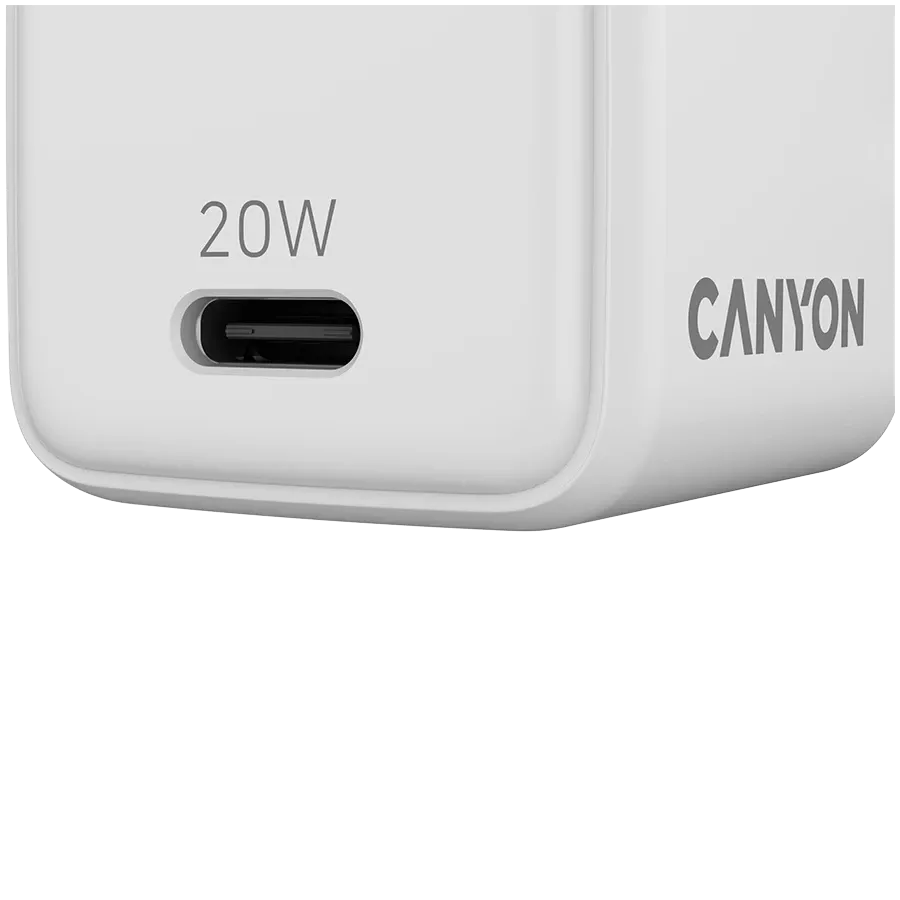 Зарядно устройство Canyon charger CU20C GaN 20W 1xPD EU, бяло