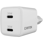 Зарядно устройство Canyon charger CU35CC GaN 35W 2xPD EU, бяло