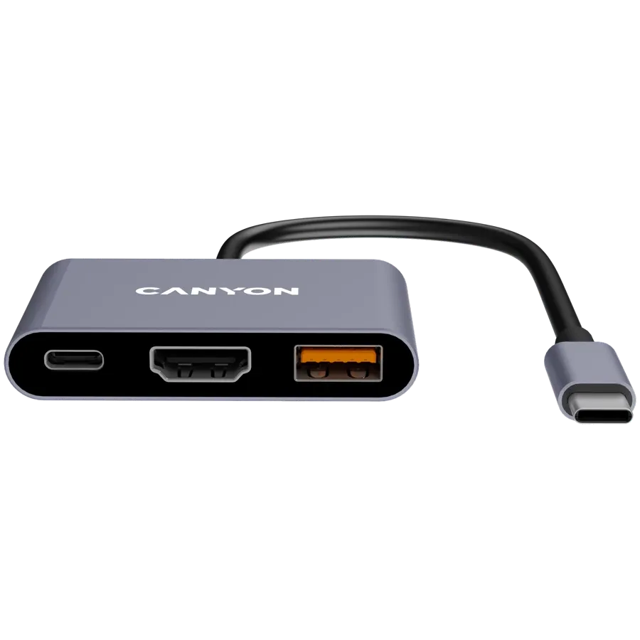 USB хъб Canyon hub DS-4 3in1 USB-C, сив