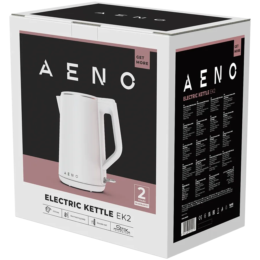 Електрическа кана AENO EK2, 1.5L, Strix, Double Walls, бяла