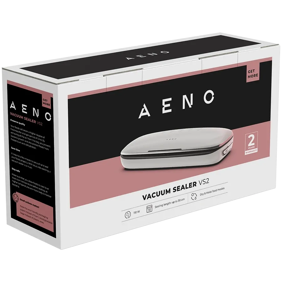 Уред за вакуумиране AENO VS2 Vacuum Sealer, 120W, 75kPa, 3 Modes, бял