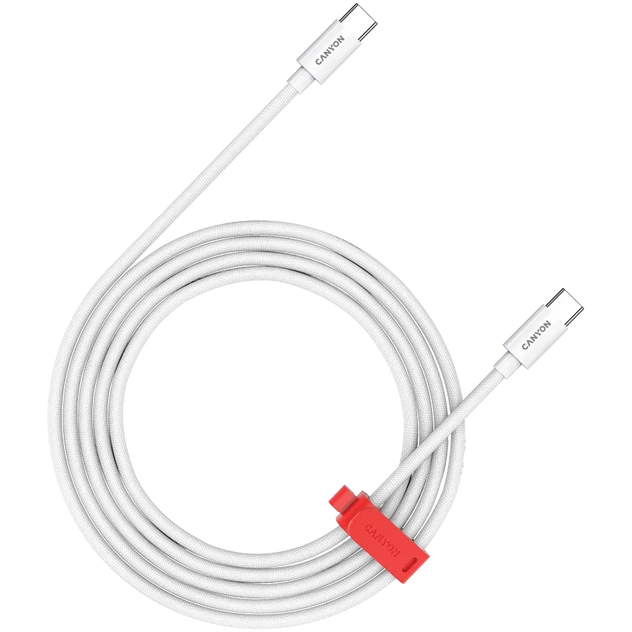 Кабел Canyon cable CC60AB C-C 60W Braided 1.2m, бял