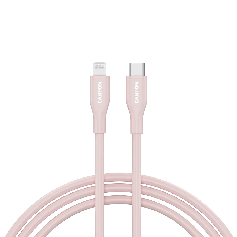 Кабел Canyon cable CLNM60 C-L 60W MFI 1m Silicon, розов