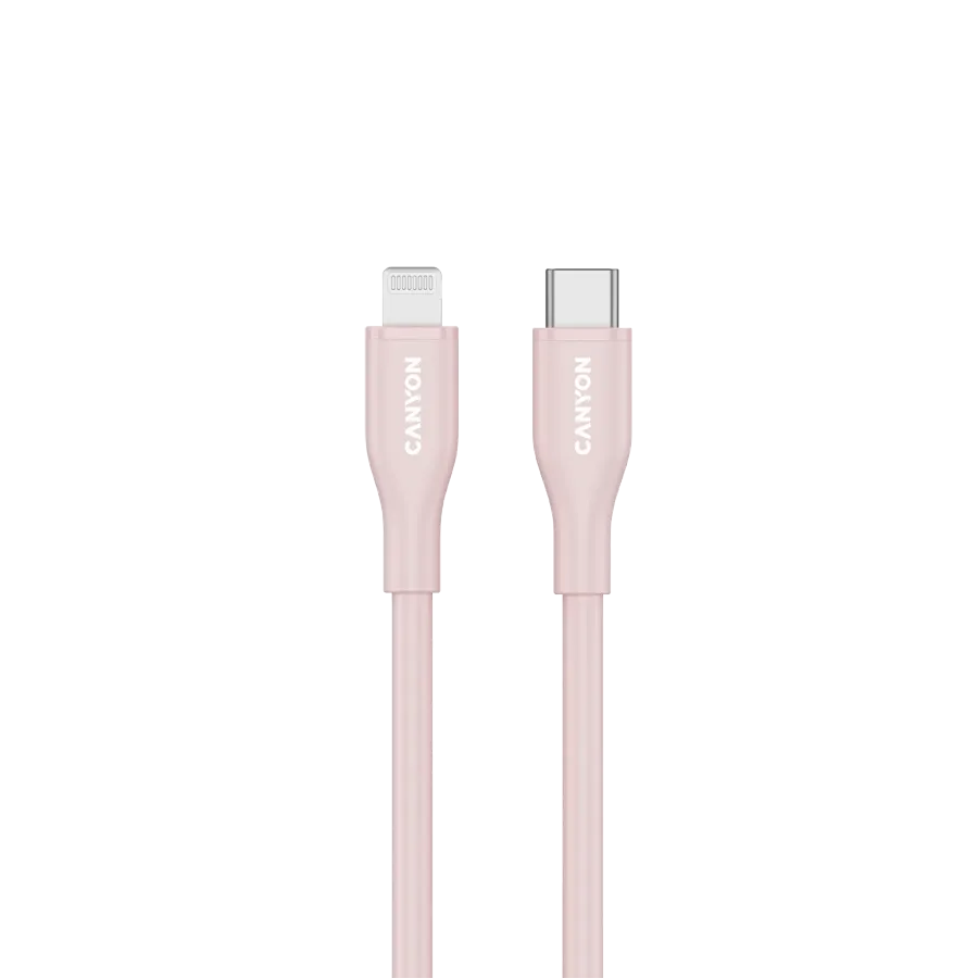 Кабел Canyon cable CLNM60 C-L 60W MFI 1m Silicon, розов