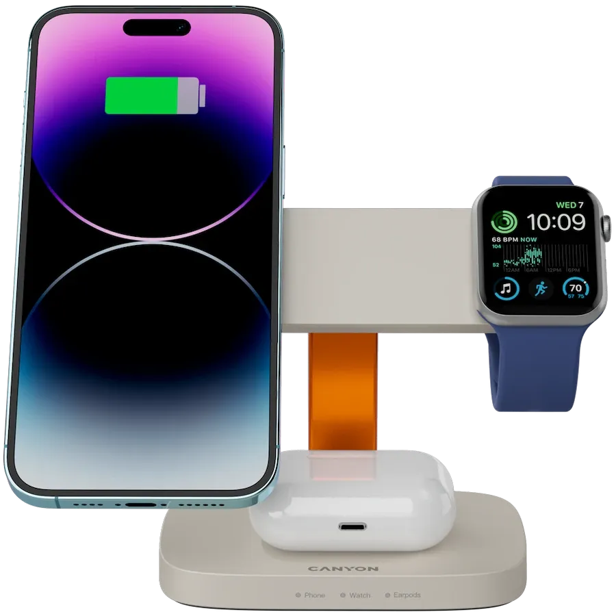 Безжично зарядно Canyon Wireless Charging Station Hexagon 310 3in1