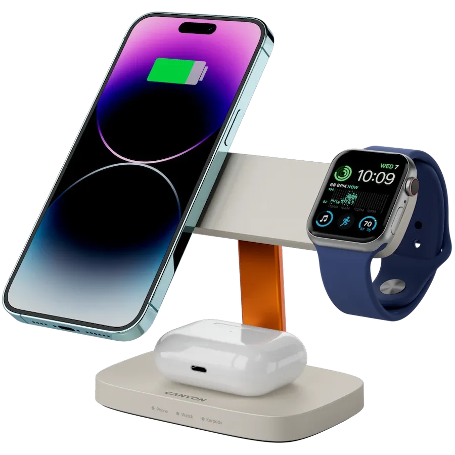 Безжично зарядно Canyon Wireless Charging Station Hexagon 310 3in1