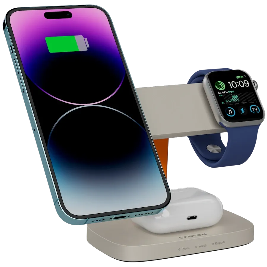 Безжично зарядно Canyon Wireless Charging Station Hexagon 310 3in1