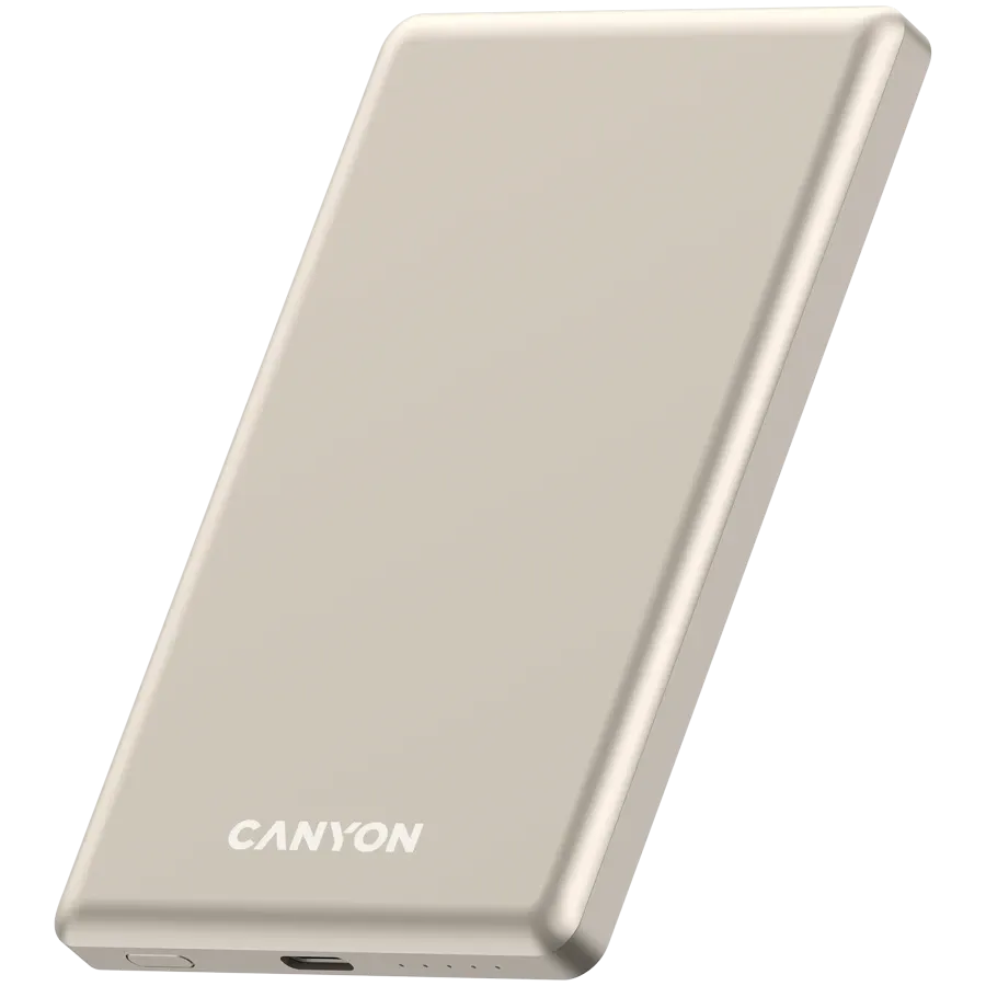 Външна батерия Canyon OnPower 505 slim Magnetic 5000 mAh PD20W, бежова