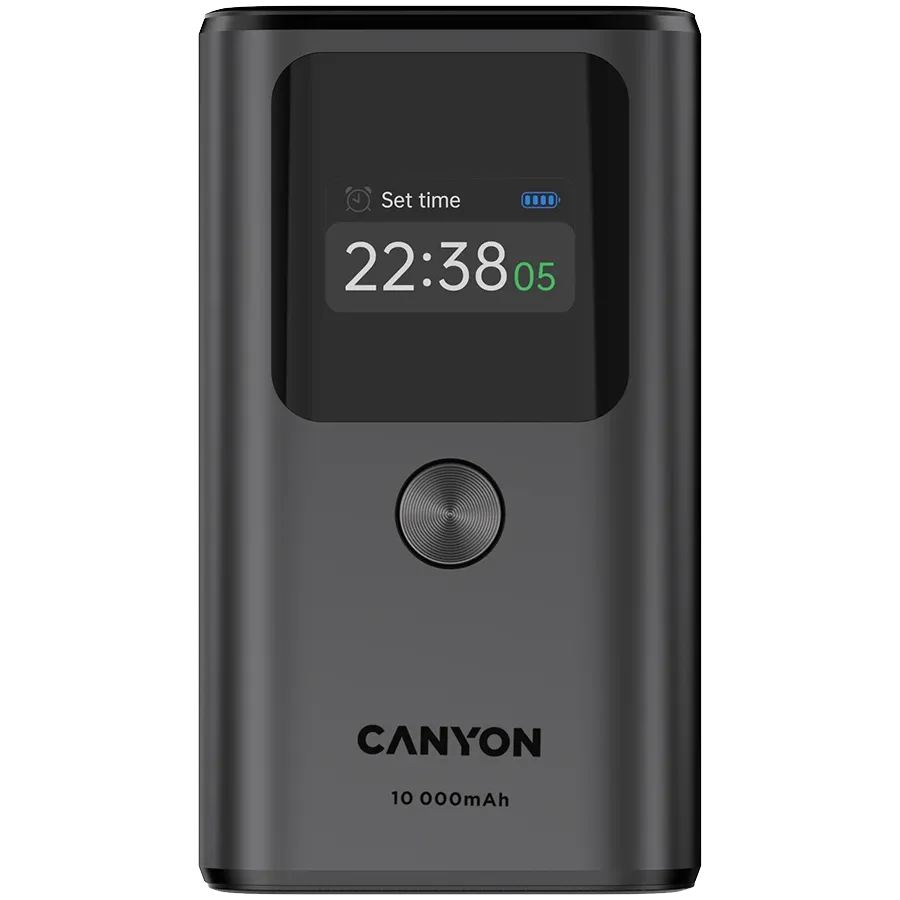 Външна батерия Canyon OnPower 130 TFT 10000 mAh PD30W Dark, сива