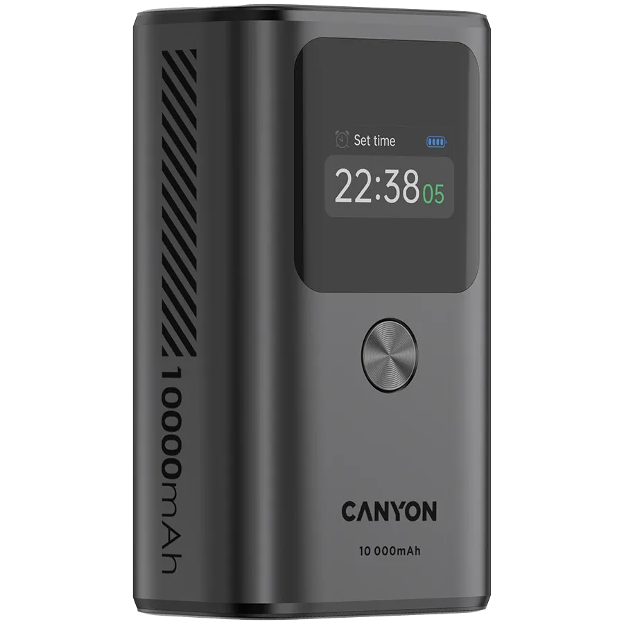 Външна батерия Canyon OnPower 130 TFT 10000 mAh PD30W Dark, сива