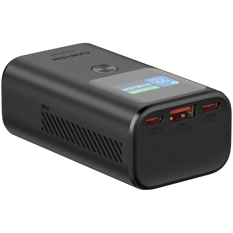 Външна батерия Canyon OnPower 130 TFT 10000 mAh PD30W Dark, сива