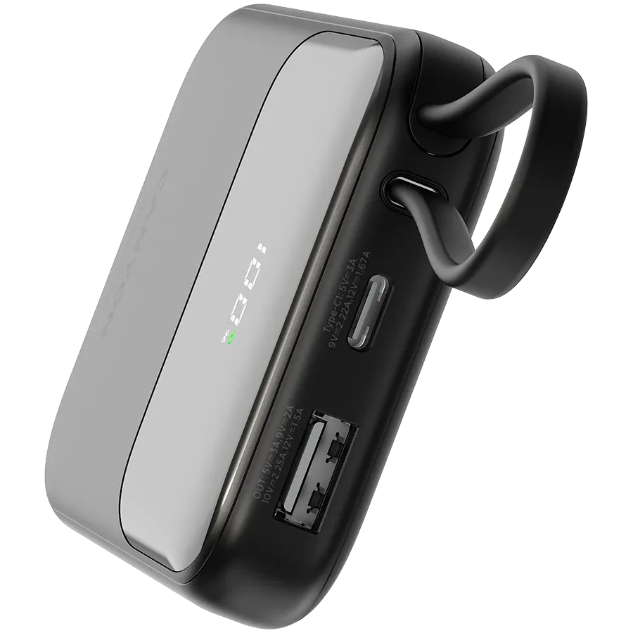 Външна батерия Canyon OnPower 101 built-in cable 10000 mAh PD22.5W, черна