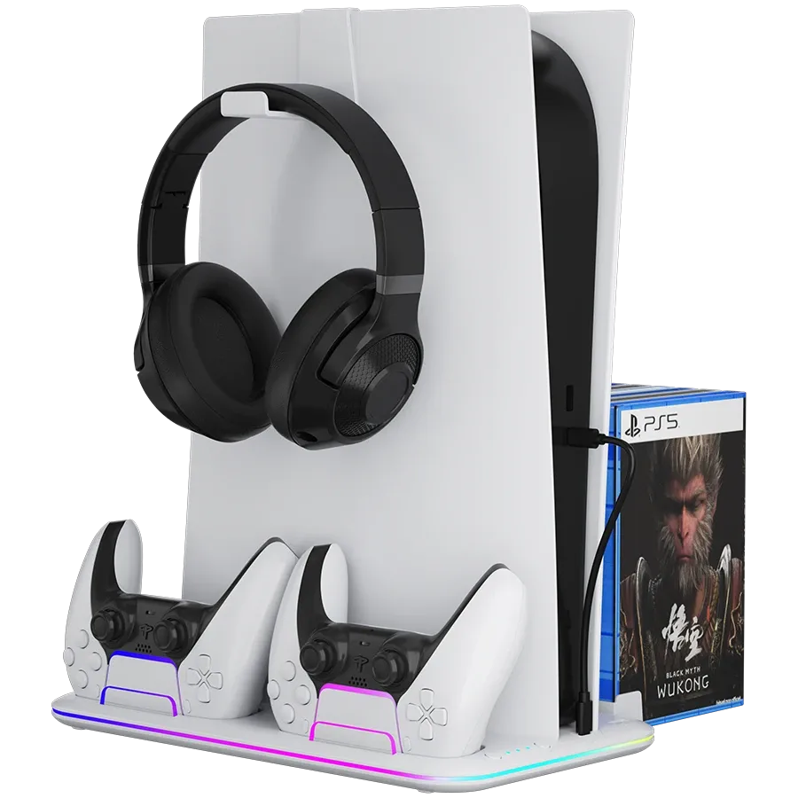 Охладител Canyon cooling stand CS-51 RGB PS5 Slim/DE Charge, бял