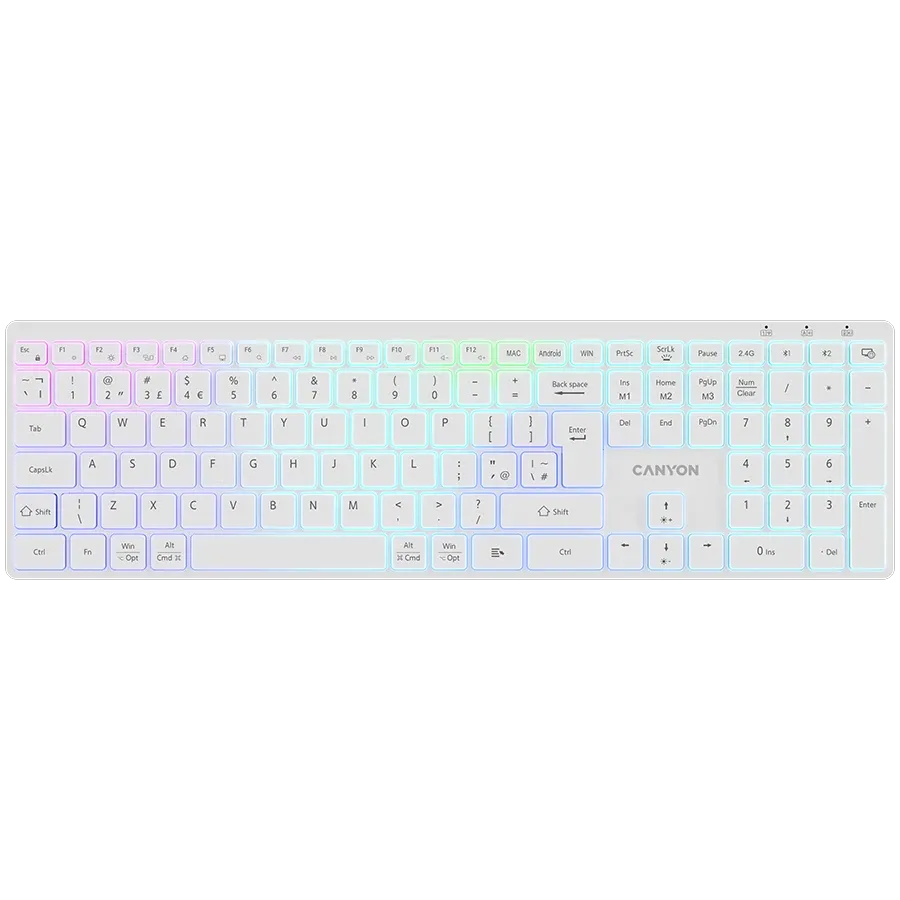Клавиатура Canyon HKB-W11 UK/US RGB Dual Mode Wireless