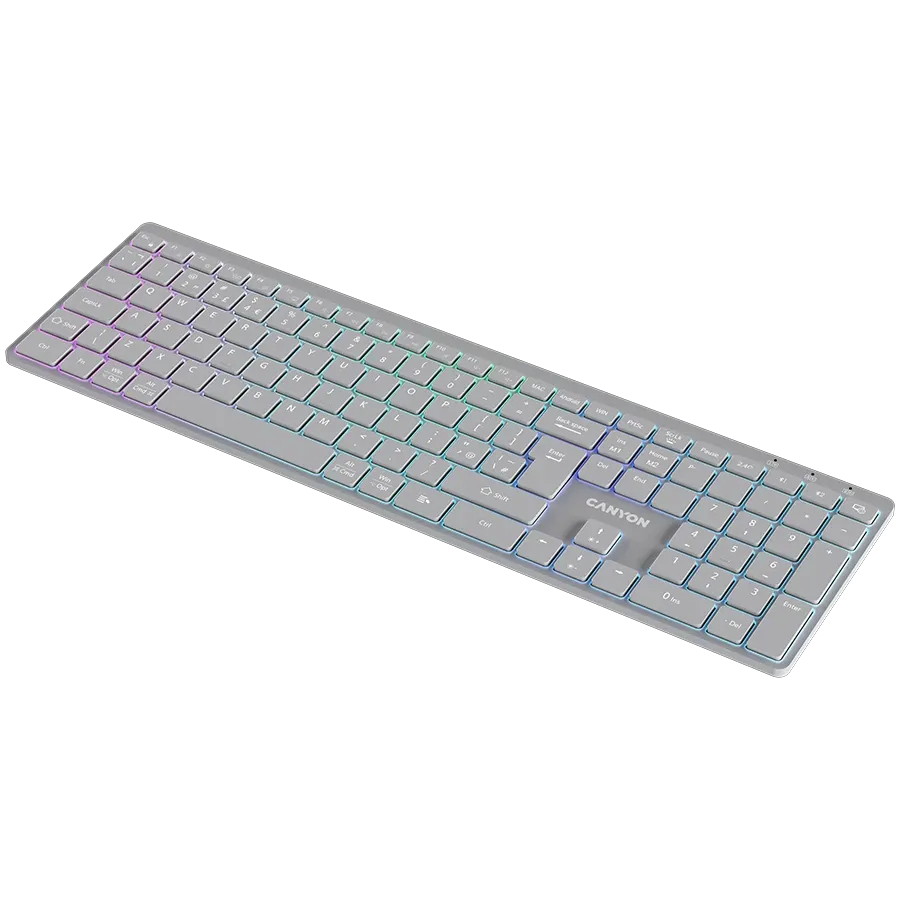 Клавиатура Canyon HKB-W11 UK/US RGB Dual Mode Wireless, сива